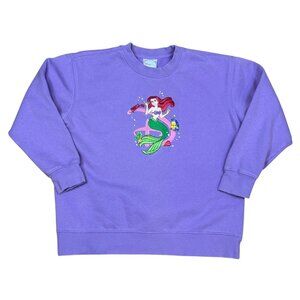 Vintage 90s Y2K Disney Little Mermaid Embroidered Crewneck Sweatshirt Kids 10/12